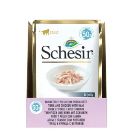 schesir-karma-dla-kota-tunczyk-z-kurczakiem-i-szynka-w-galaretce-15-x-50g