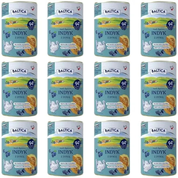 Baltica Karma mokra dla psa Indyk z dynią bezzbożowa premium 12 x 400g