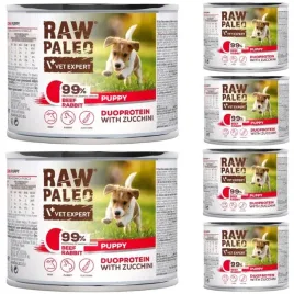 raw-paleo-puppy-duoprotein-6-x-200g-karma-dla-szczeniat-wolowina-krolik