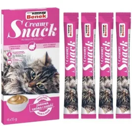 super-benek-creamy-snack-4x15g-plynna-przekaska-dla-kotow-indyk-i-biotyna
