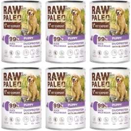 raw-paleo-puppy-duoprotein-6-x-400g-mokra-karma-dla-szczeniat-kaczka-dzik
