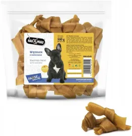 hau-miau-wezelki-przysmak-dla-psa-kokardki-z-piersi-kurczaka-500g