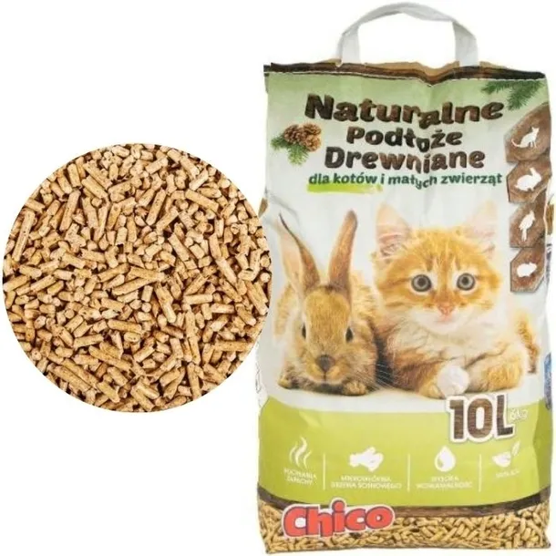 Chico żwirek drewniany pellet dla kota królika gryzoni ściółka chłonna 10 l