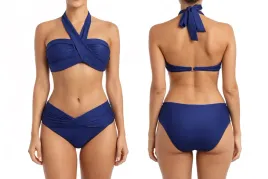 damski-stroj-kapielowy-bikini-granatowy-bandeau-wiazany-modny