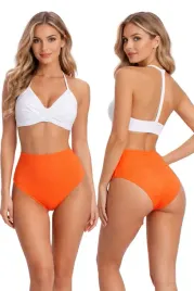 stroj-kapielowy-damski-bikini-wysoki-stan-bialo-pomaranczowy-modelujacy