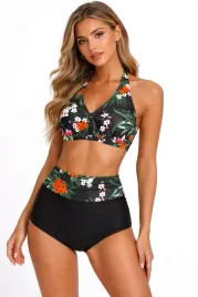 stroj-kapielowy-damski-bikini-wysoki-stan-kwiaty-halter-modelujacy