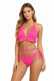 damski-stroj-kapielowy-bikini-rozowy-dwuczesciowy-wiazany-modny