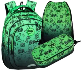 zestaw-plecak-szkolny-piornik-worek-coolpack-game-over-gradient-green-zielo