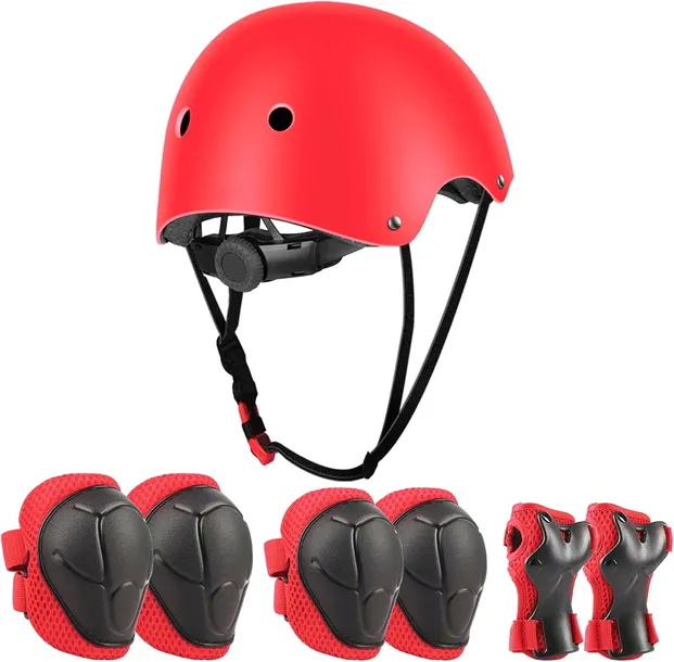 ZESTAW KASK ROWEROWY DLA DZIECI OCHRANIACZE NA KOLANA RĘCE ŁOKCIE 4x