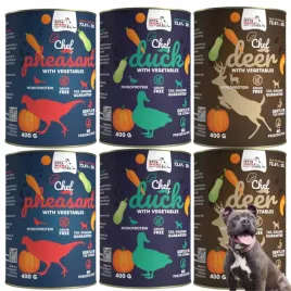 syta-micha-chef-mokra-karma-dla-psa-mix-smakow-bazant-kaczka-jelen-6x400g