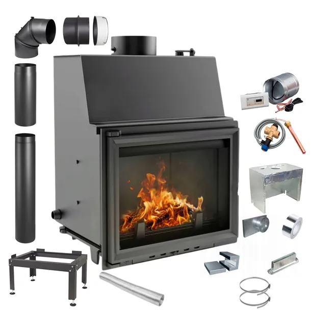 KOMINEK Z PLASZCZEM WODNYM KRATKI ZUZIA 12 KW FI 200 EKO + ZESTAW MONTAŻOWY
