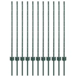 slupek-ogrodzeniowy-11-szt-zielony-100-cm-stal