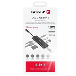 hub-8w1-usb-c-100w-hdmi-4k-lan-rj45-2x-usb-a-1x-usb-c-sd-micro-sd-swissten