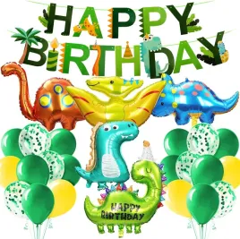 dekoracje-urodzinowe-dinozaury-balony-happy-birthday