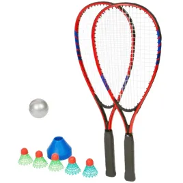 speed-badminton-2x-rakiety-paletki-5x-lotki-pilka-8x-znacznik-boiska-zestaw