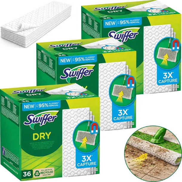 Swiffer Dry Ściereczki Antystatyczne Wkłady Do Mopa Podłogowe 108szt Zapas