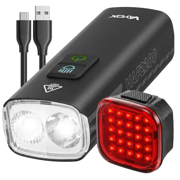 ZESTAW LAMPKA ROWEROWA PRZEDNIA TYLNA USB 2200LM WODOODPORNE PRO VAYOX