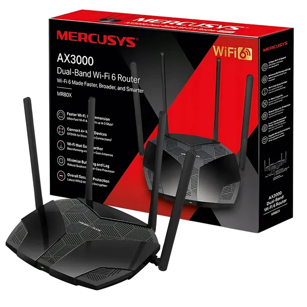 ROUTER WIFI SIECIOWY BEZPRZEWODOWY MERCUSYS WIFI6 AX3000 5GHZ DUAL-BAND
