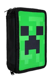 zielony-piornik-3-komorowy-z-wyposazeniem-minecraft-face-20-x-13-x-6-5-cm