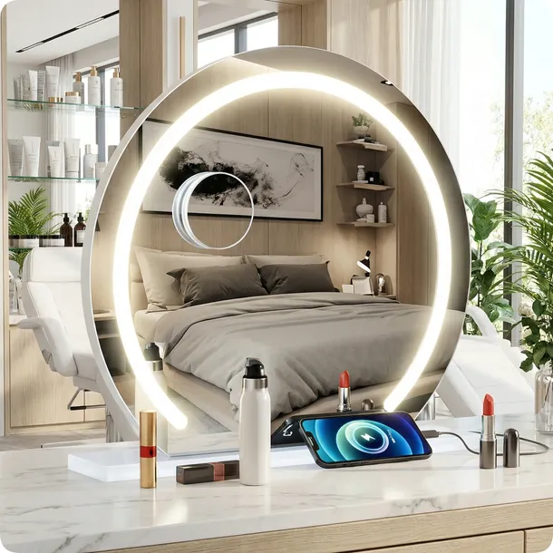Lustro do makijażu białe Hollywood 60cm LED barwa światła lusterko X10