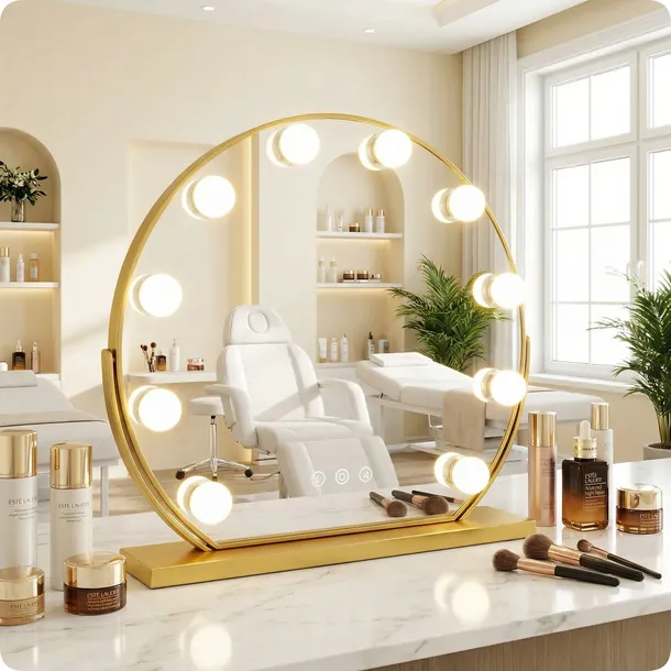 Lustro do makijażu złote make-up Hollywood 60cm 10 LED barwa światła