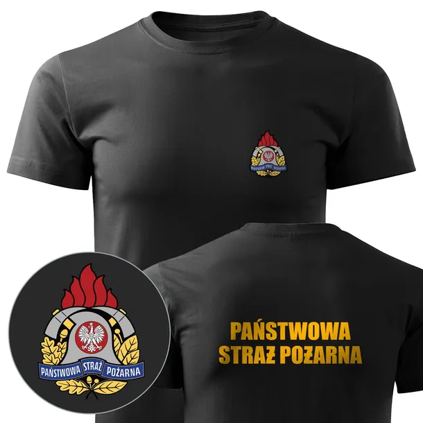KOSZULKA STRAŻ PSP PAŃSTWOWA STRAŻ POŻARNA ODBLASKOWY NAPIS LOGO PSP L