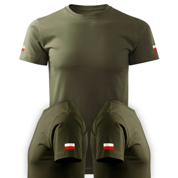 Koszulka wojskowa KHAKI WOJSKO POLSKIE tshirt z flagami M