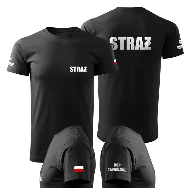 Koszulka Strażacka OSP Straż Pożarna FLAGA NAZWA JEDNOSTKI NA RAMIENIU 2XL