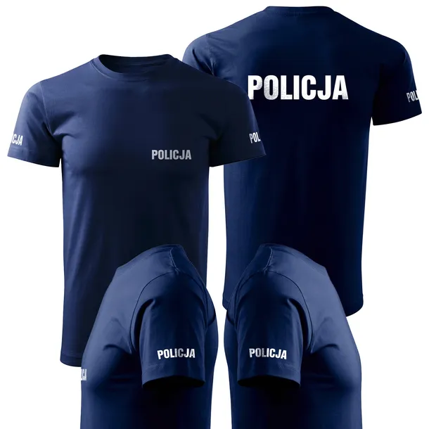 KOSZULKA POLICJA TSHIRT DLA POLICJANTÓW REGULAMINOWA ODBLASKOWY NAPIS 2XL