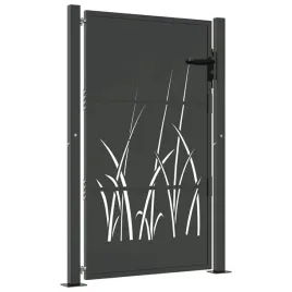 furtka-ogrodowa-antracytowa-100x125-cm-stal-motyw-trawy