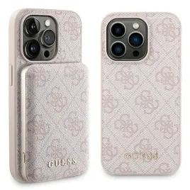 guess-bundle-pack-magsafe-4g-metal-gold-logo-zestaw-etui-power-bank-5000mah-magsafe-iphone-14-pro-rozowy