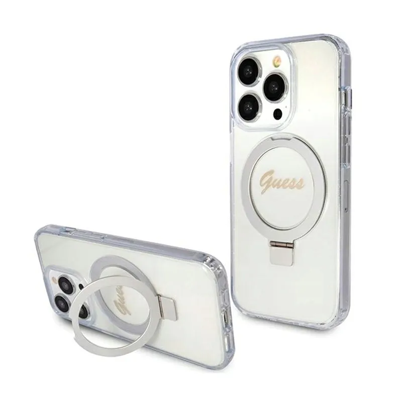guess-ring-stand-script-glitter-magsafe-etui-iphone-15-pro-przezroczysty