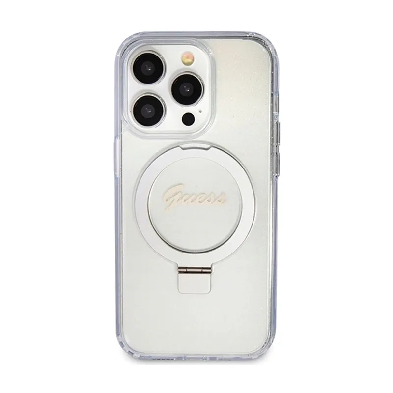 guess-ring-stand-script-glitter-magsafe-etui-iphone-15-pro-przezroczysty