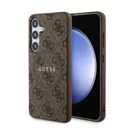 guess-4g-collection-leather-metal-logo-magsafe-etui-samsung-galaxy-s24-brazowy