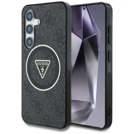 guess-4g-glitter-triangle-buttons-magsafe-etui-do-samsung-galaxy-s25-czarny