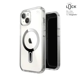 speck-presidio-perfect-clear-clicklock-and-magsafe-etui-iphone-16e-iphone-15-iphone-14-iphone-13-clear-chrome-finish-serene-silver