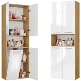 slupek-lazienkowy-z-koszem-na-pranie-60-cm-5-polek-dab-artisan-bialy-polysk