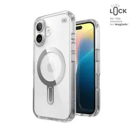 speck-presidio-perfect-clear-clicklock-and-magsafe-etui-iphone-16-clear-chrome-finish-serene-silver