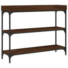 stolik-konsolowy-z-polkami-brazowy-dab-100x30x80-cm