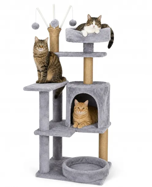 DUŻY Drapak dla kota 127 cm 5 poziomów | domek + legowiska + zabawki sizal