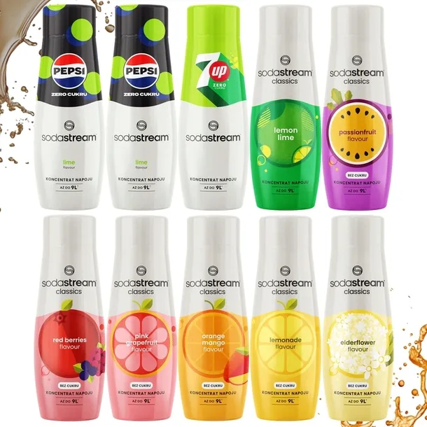 10x SODASTREAM SYROP KONCENTRAT DO SATURATORA PEPSI MAX 7UP NAPÓJ BEZ CUKRU