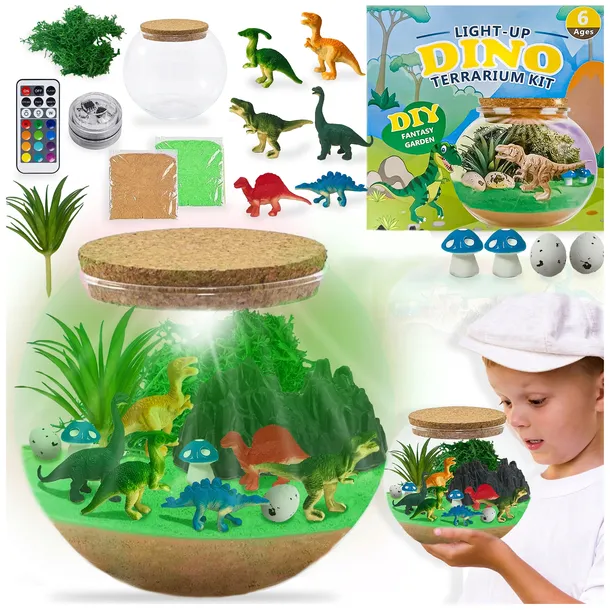 ZESTAW KREATYWNY DIY TERRARIUM Z PODŚWIETLENIEM LAMPKA NOCNA DZIEŃ DZIECKA