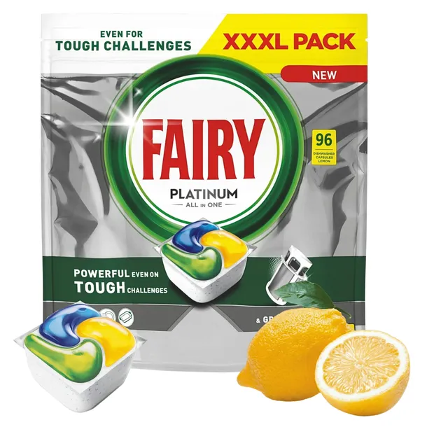 FAIRY Platinum All in One Lemon 96 kapsułek do zmywarki tabletki ORIGINAL