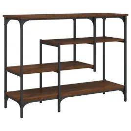 stolik-konsolowy-z-polkami-brazowy-dab-100x35x75-cm