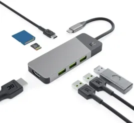 hub-usb-7w1-green-cell-connect-3x-usb-a-3-1-hdmi-4k-60hz-1x-usb-c-pd-85w