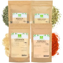 Zdjęcie produktu PAPRYKA SŁODKA mielona + BAZYLIA OREGANO CZOSNEK granulowany PRZYPRAWY MIX