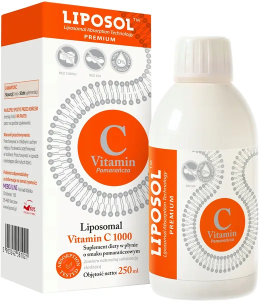 Witamina C Liposomalna Liposol 1000mg Aliness 250ml płyn Vitamin Pomarańcza