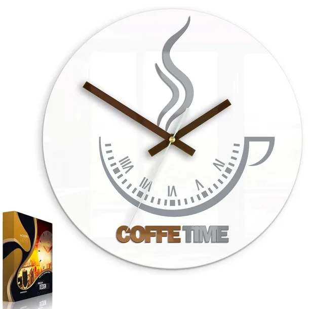 zegar-scienny-coffee-time-ii-white-linia-coffee-ii