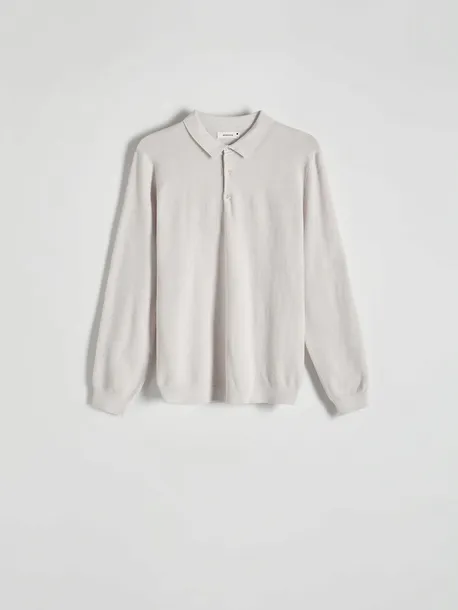 szary-sweter-polo-reserved-m-material-dominujacy-bawelna