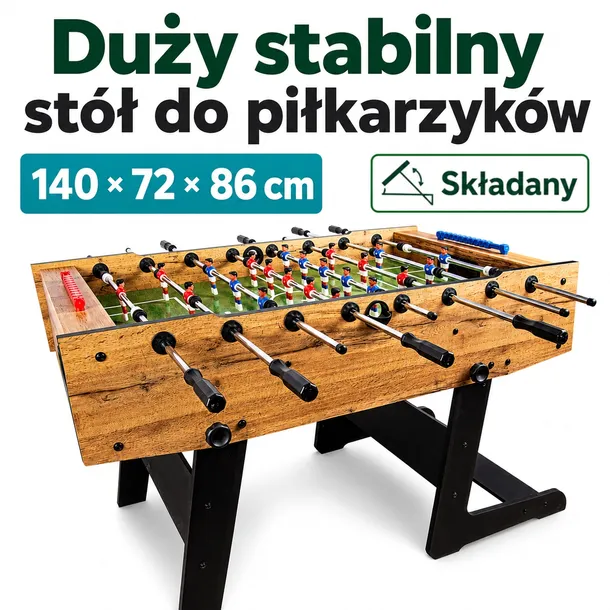 Duży Składany i Solidny Stół do Piłkarzyków SpaceFlex Piłkarzyki 140x72x86